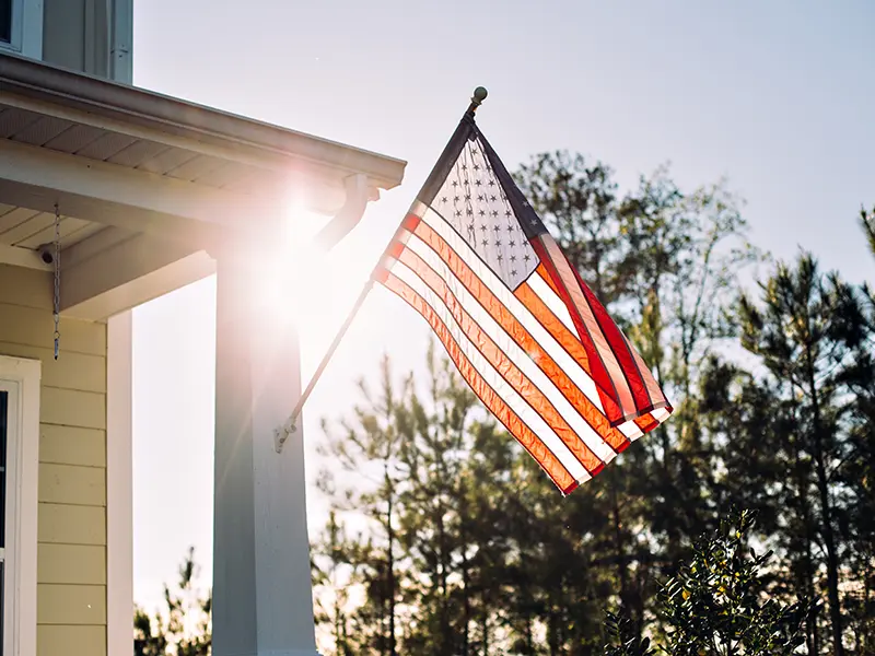 American flag outside a home